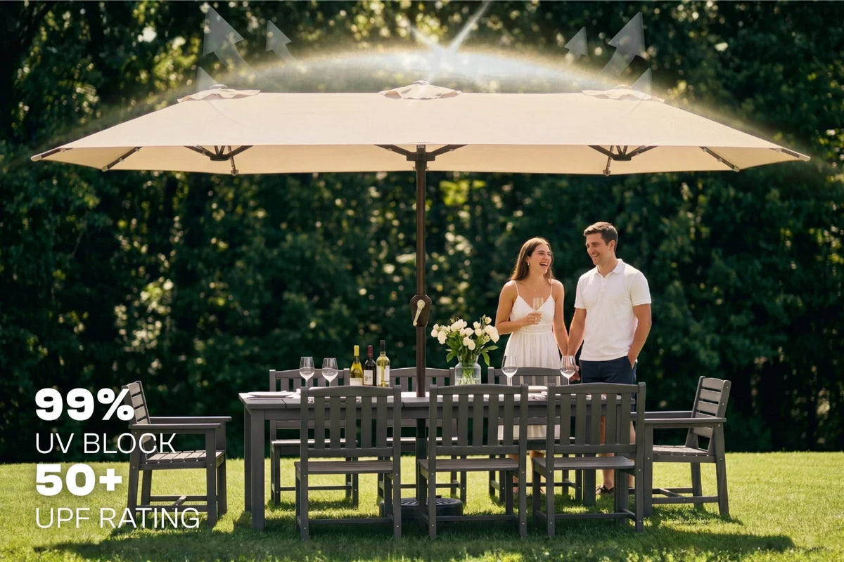 LED Double-Sided Patio Umbrella with Base — product view 6