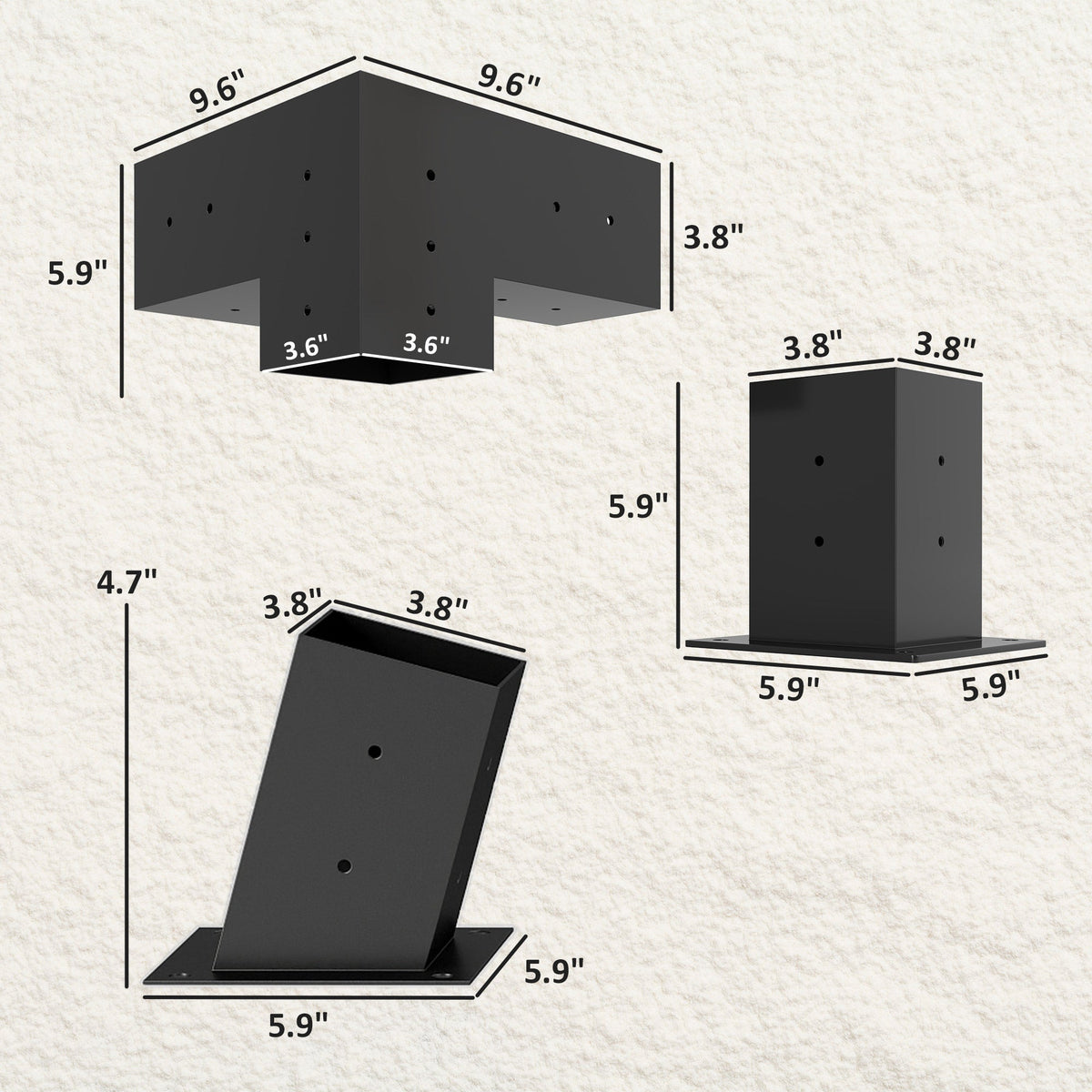 6 PCS Pergola Bracket Kit for 4" x 4" Lumber, Black — product view 5