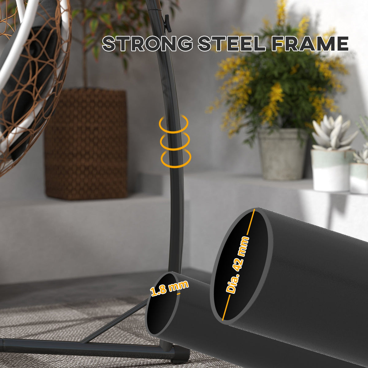 Hammock Chair Stand with X-Shaped Base, 150 KG Load Capacity, Black — product view 7