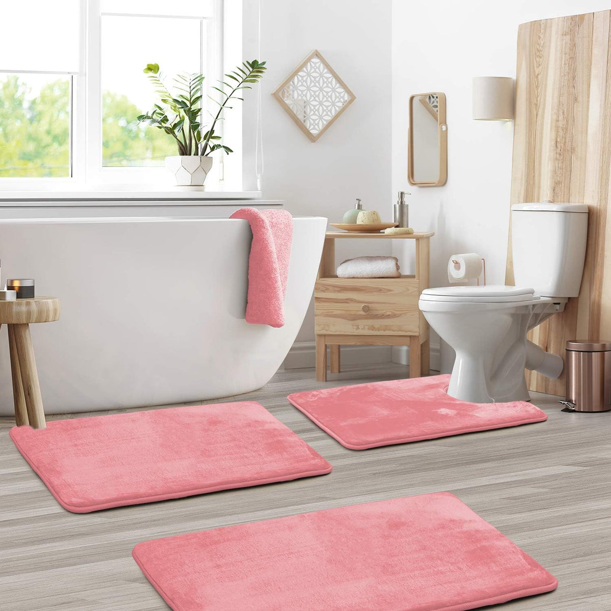 LoungeYard | VelvaLuxe 3-piece Memoryfoam Bath Mat Set – Non-slip, Absorbent and Washable — product view 3