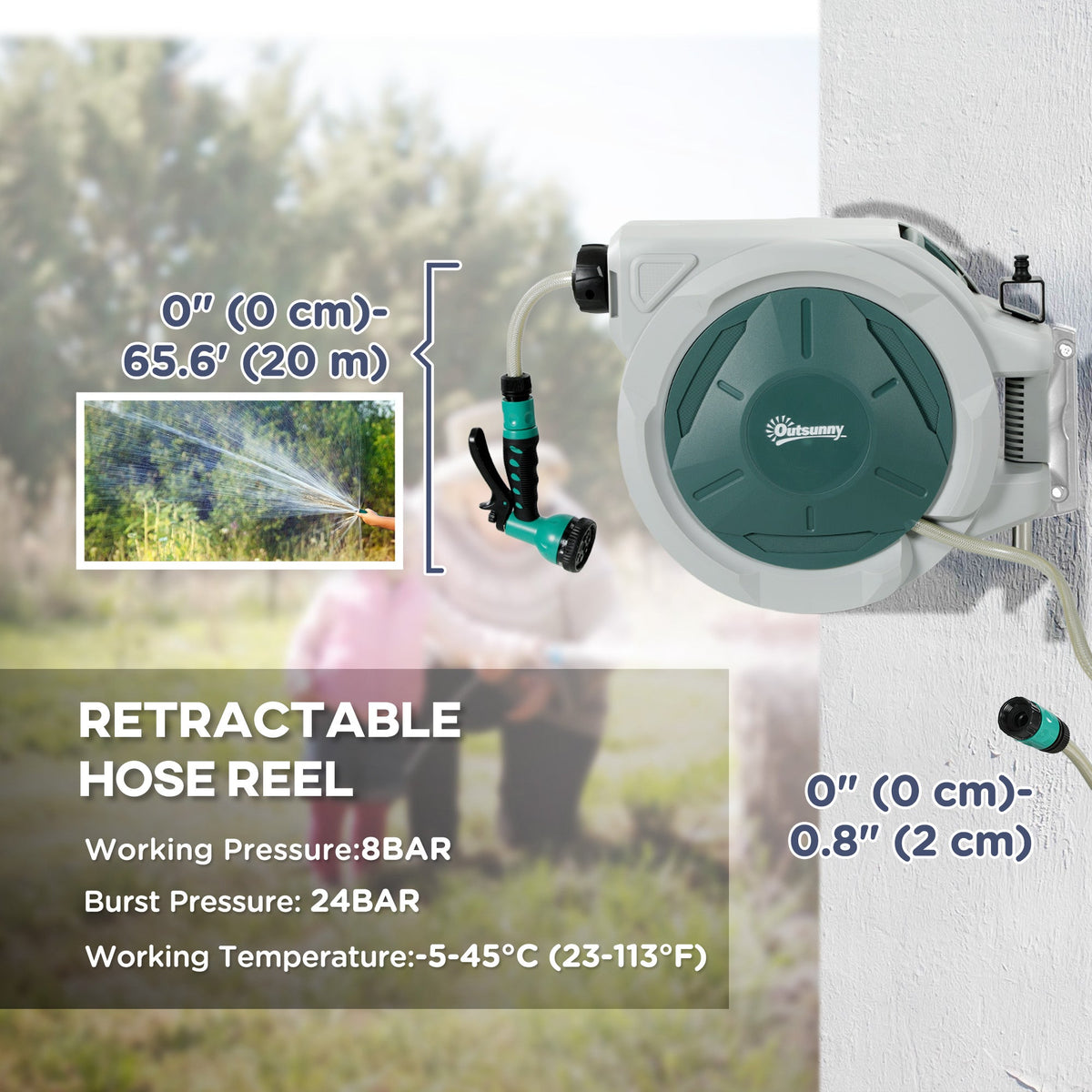 1/2 in x 65ft Retractable Garden Hose Reel with 7-Function Nozzle — product view 6