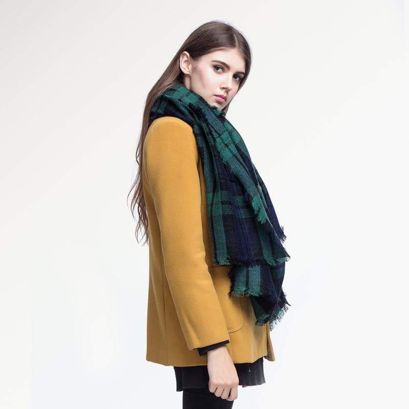 LoungeYard | Brand Women Winter Plaid Square Knitted Scarf — product view 1