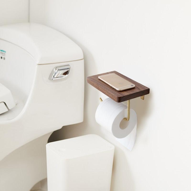 WoodNest - Stylish Wooden Toilet Roll Holder with Storage LoungeYard — product view 5