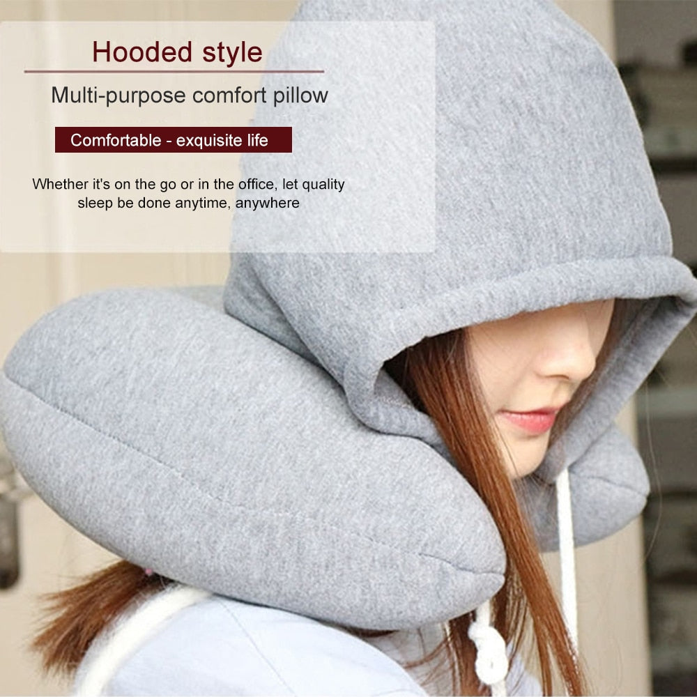 LoungeYard | Hooded Foldable Memory Foam Neck Pillow for Travelers — product view 4