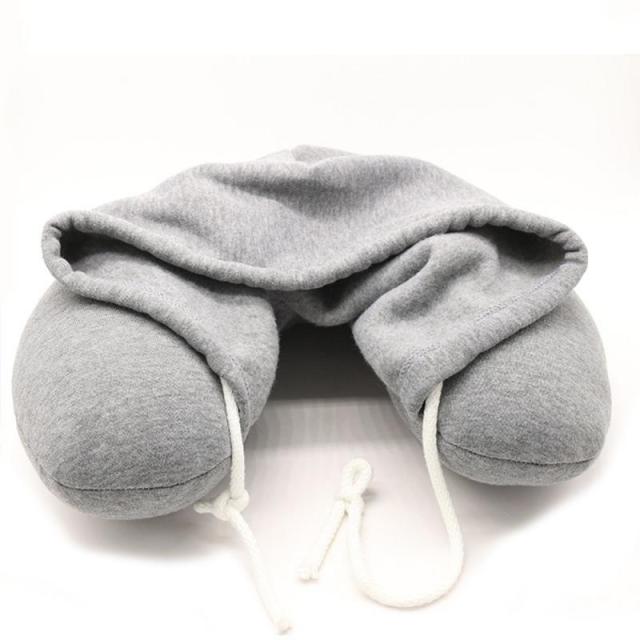 LoungeYard | Hooded Foldable Memory Foam Neck Pillow for Travelers — product view 1