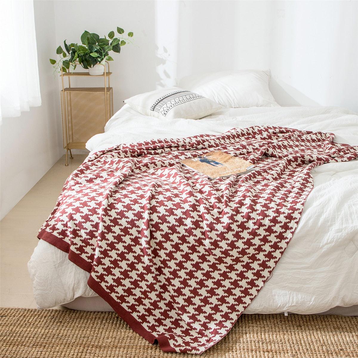 LoungeYard | PlaidLuxe Houndstooth Throw Blanket | Checked Design | Soft & Cozy | Various Sizes — product view 7