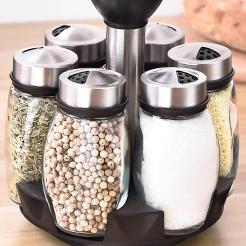 LoungeYard | Smart Rotating Stainless Steel Glass Seasoning Set — product view 7