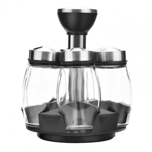 LoungeYard | Smart Rotating Stainless Steel Glass Seasoning Set — product view 1
