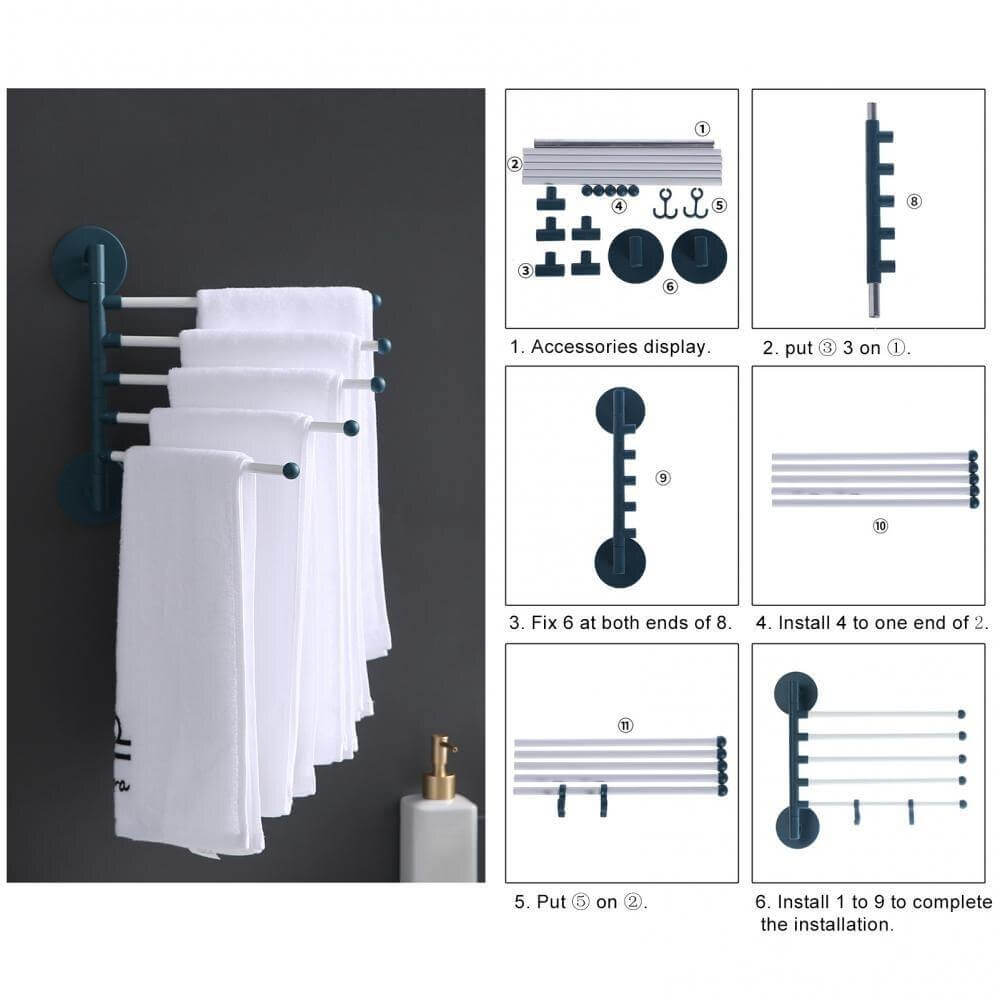 LoungeYard | Wall-Mounted Rotating Multi-Layer Towel Rack — product view 3
