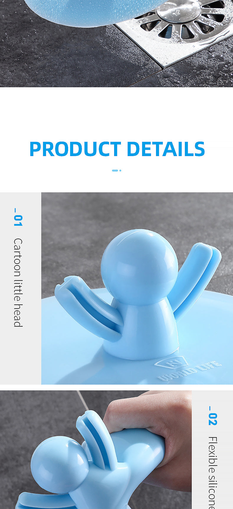 LoungeYard | Blue Man Simple Silicone Drain Cover — product view 2