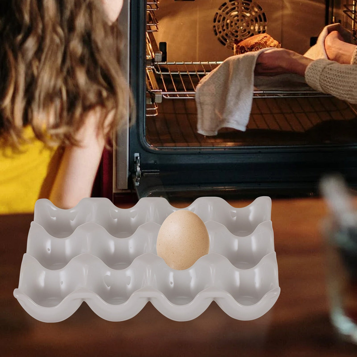 LoungeYard | Creative 6 Grids White Ceramic Egg Tray — product view 4