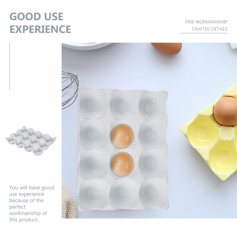 LoungeYard | Creative 6 Grids White Ceramic Egg Tray — product view 6