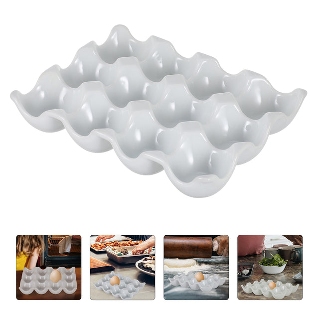LoungeYard | Creative 6 Grids White Ceramic Egg Tray — product view 1