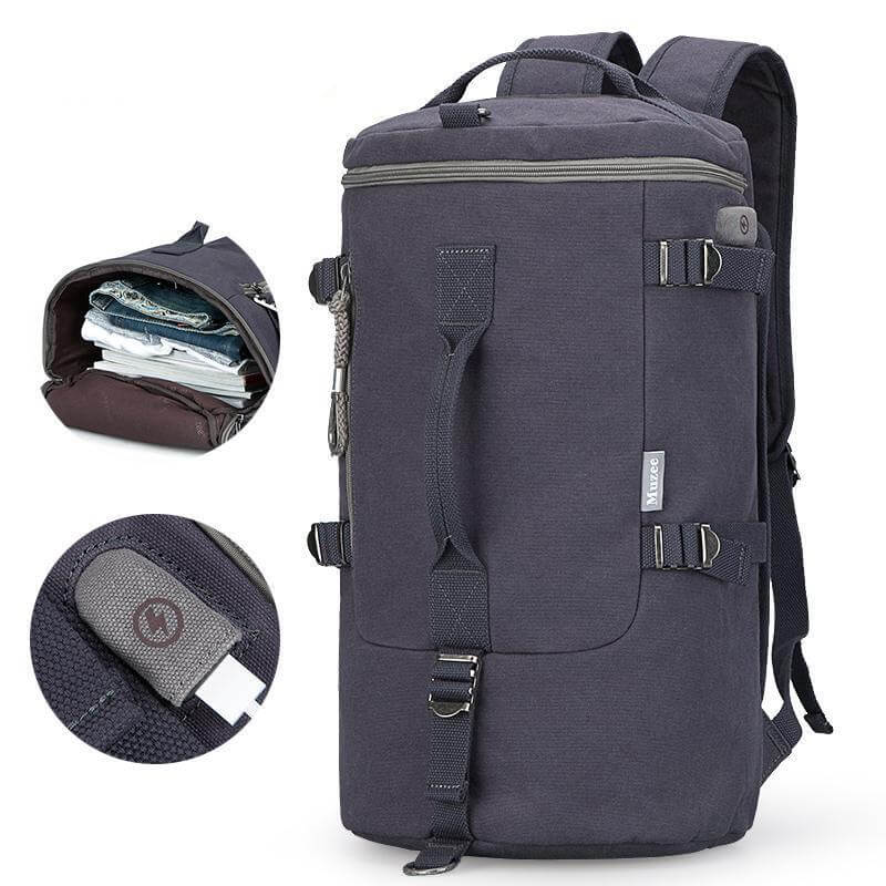 LoungeYard | Cylinder package Multifunctional Male Fashion Backpack — product view 2