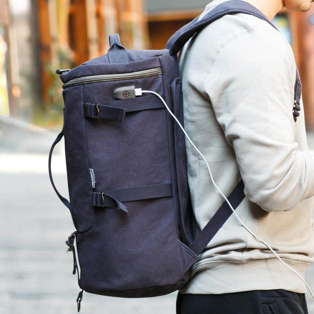 LoungeYard | Cylinder package Multifunctional Male Fashion Backpack — product view 1