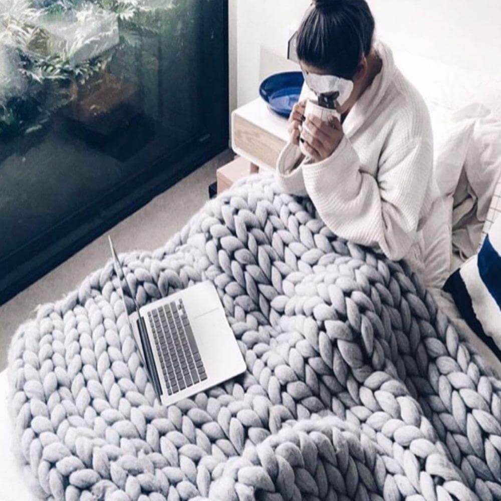 LoungeYard | Thick Line Sofa Knitted Blanket — product view 5