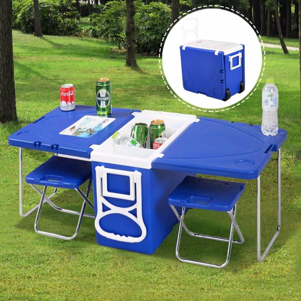 LoungeYard | Multi Function Foldable Rolling Cooler Box Picnic Camping Outdoor Furniture Set — product view 4