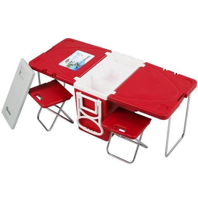 LoungeYard | Multi Function Foldable Rolling Cooler Box Picnic Camping Outdoor Furniture Set — product view 5