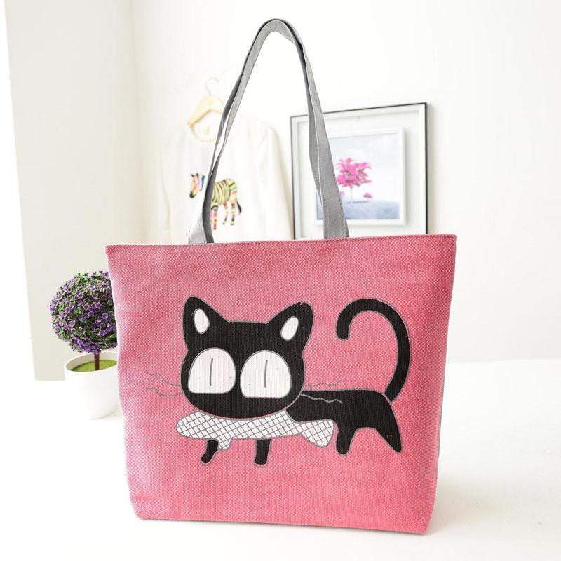 LoungeYard | Women Canvas Casual Shoulder Tote Cat Handbags — product view 1