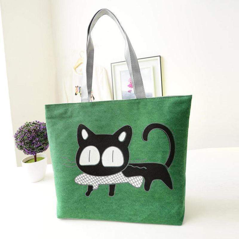 LoungeYard | Women Canvas Casual Shoulder Tote Cat Handbags — product view 3
