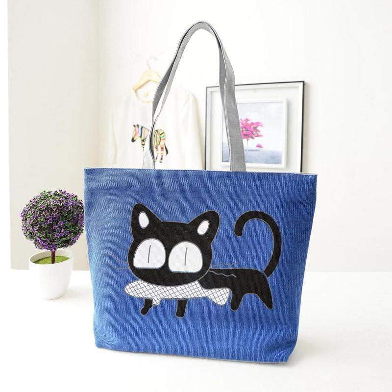 LoungeYard | Women Canvas Casual Shoulder Tote Cat Handbags — product view 4