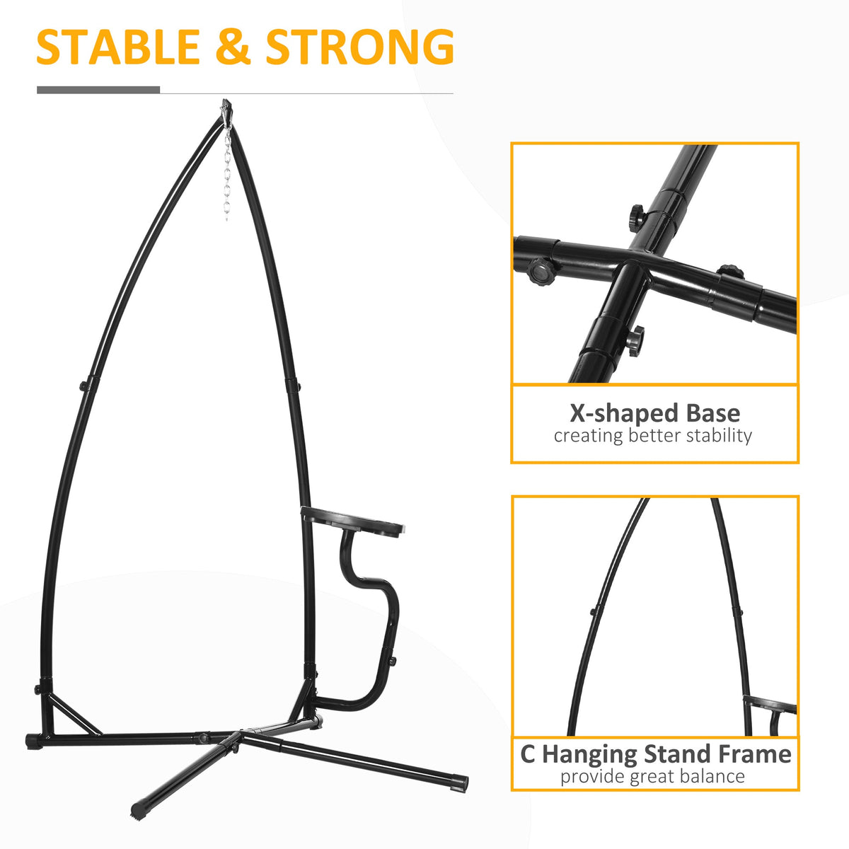 Heavy Duty Metal C-Stand for Hammock Chair, Indoor or Outdoor — product view 6