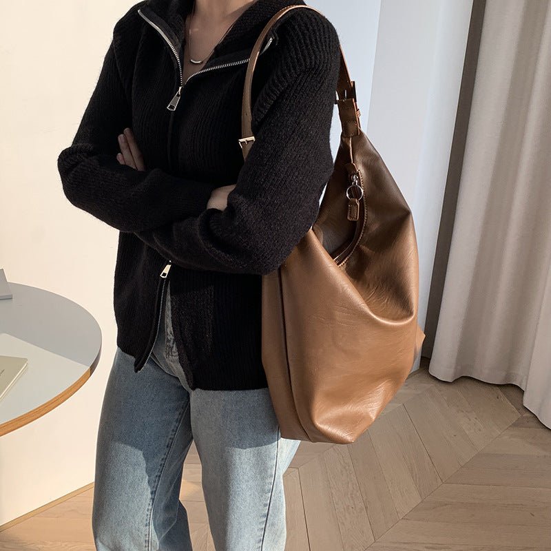 LoungeYard | PUFFYPOUCH – Soft PU Leather Dumpling Tote for a Playful, Chic Look — product view 4