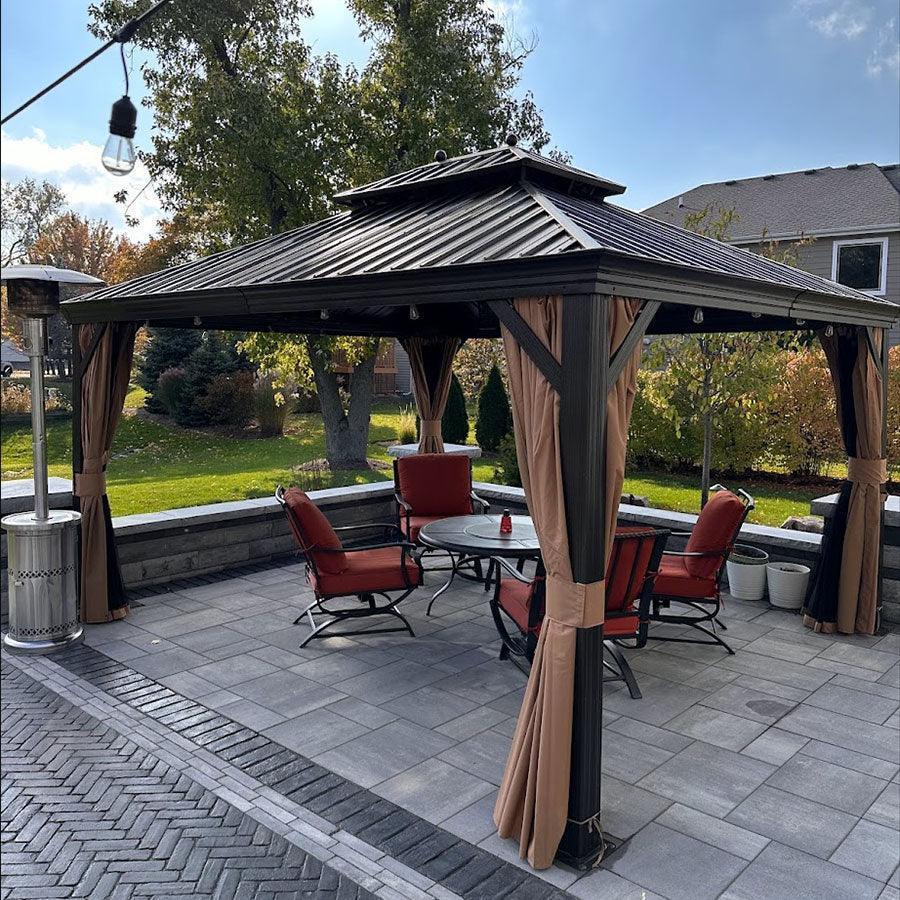 PURPLE LEAF Outdoor Hardtop Gazebo for Garden Bronze Double Roof Aluminum Frame Pavilion with Reinforcement Support Rod — product view 5