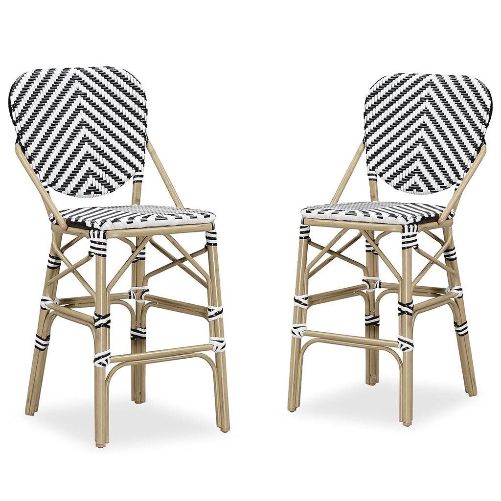 PURPLE LEAF Outdoor Woven Bar Stools, Aluminum Frame Counter Stools, for Pool Garden — product view 4