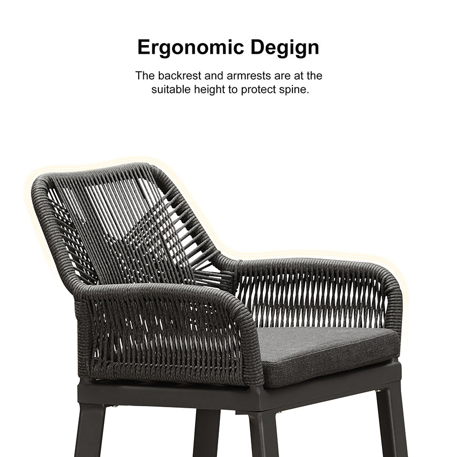 PURPLE LEAF Outdoor Dining Chair Set of 2 All-Weather Rattan Modern Dining Chair with Aluminum Frame for Kitchen Backyard Deck — product view 7