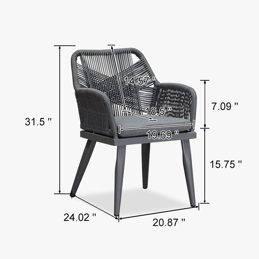 PURPLE LEAF Outdoor Dining Chair Set of 2 All-Weather Rattan Modern Dining Chair with Aluminum Frame for Kitchen Backyard Deck — product view 2