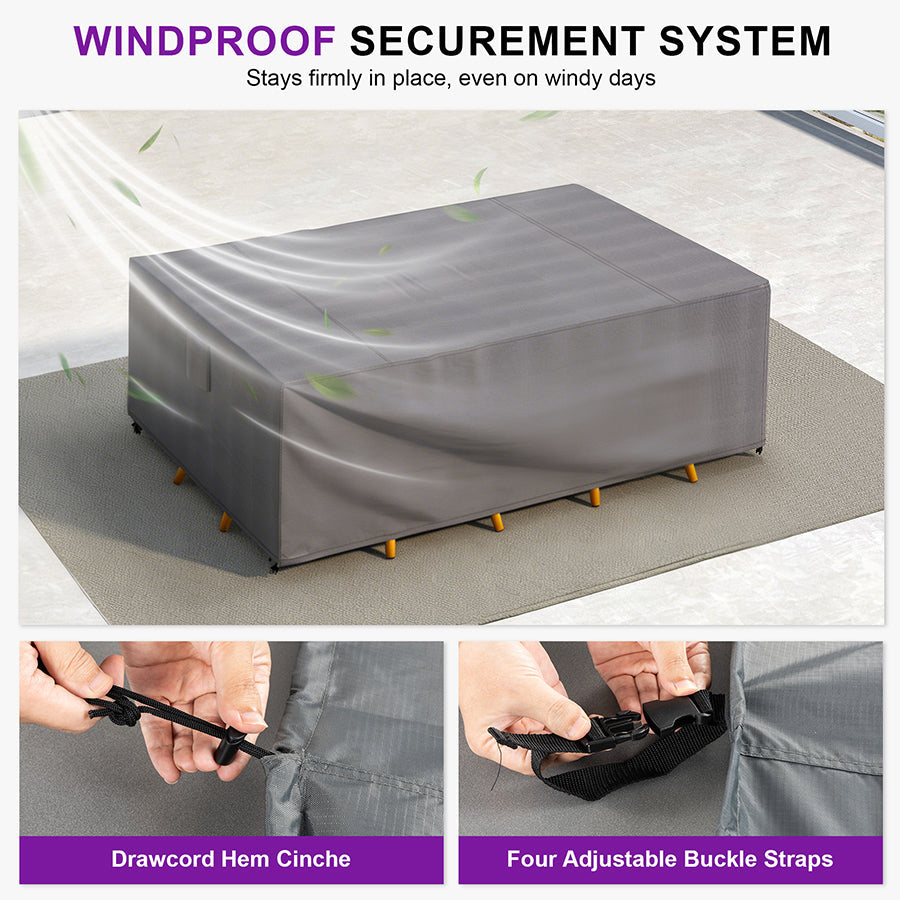 PURPLE LEAF Patio Furniture Cover Waterproof Heavy Duty TPU Coating Tear-Resistant Fabric for Outdoor Rectangular Dining Set — product view 5