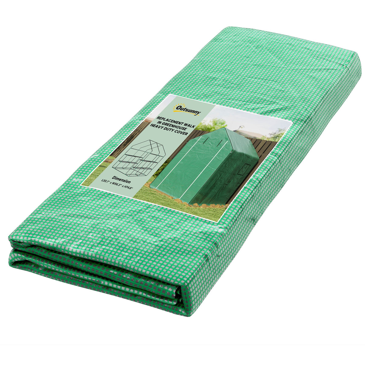 55" x 56.25" x 74.75" Greenhouse Replacement Cover, Green — product view 1