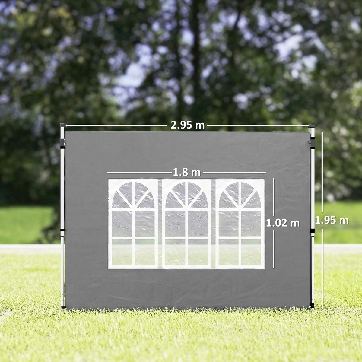 2 Pack Gazebo Side Panels with Window for 3 x 3 m Pop Up Gazebo, Dark Grey — product view 5