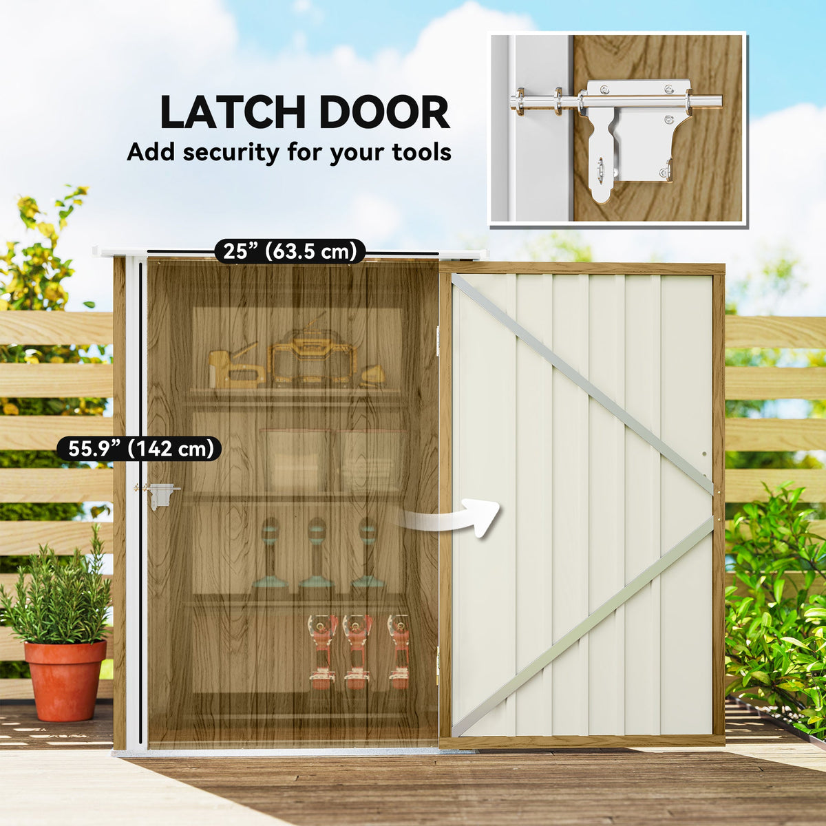 3' x 3' Lean-to Garden Storage Shed with Lockable Door & Galvanized Steel Construction — product view 7