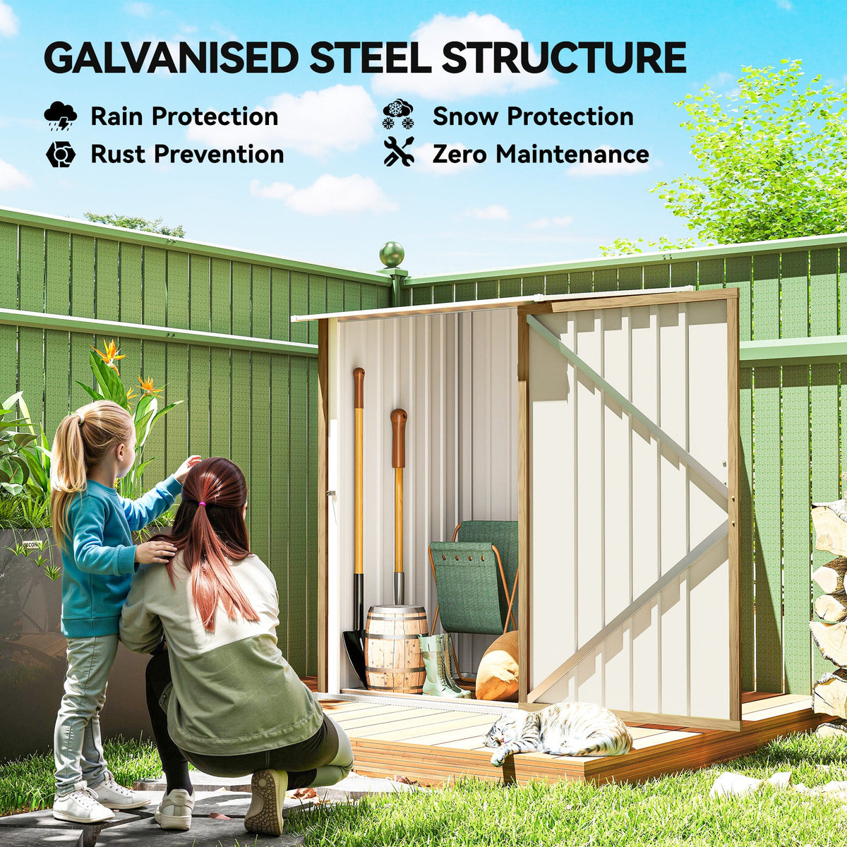 3' x 3' Lean-to Garden Storage Shed with Lockable Door & Galvanized Steel Construction — product view 6