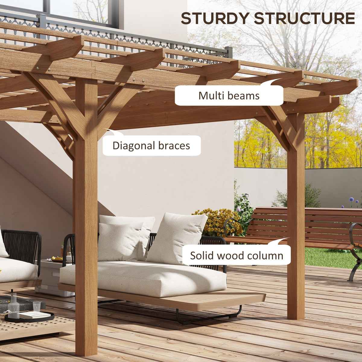 PerArbor 12' x 16' Wood Pergola for Climbing Plants at Garden, Backyard, Brown — product view 6