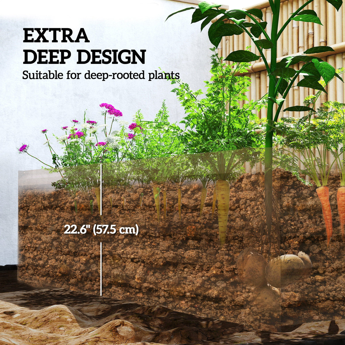6' x 3' x 2' Galvanized Raised Garden Bed for Vegetables, Brown — product view 6