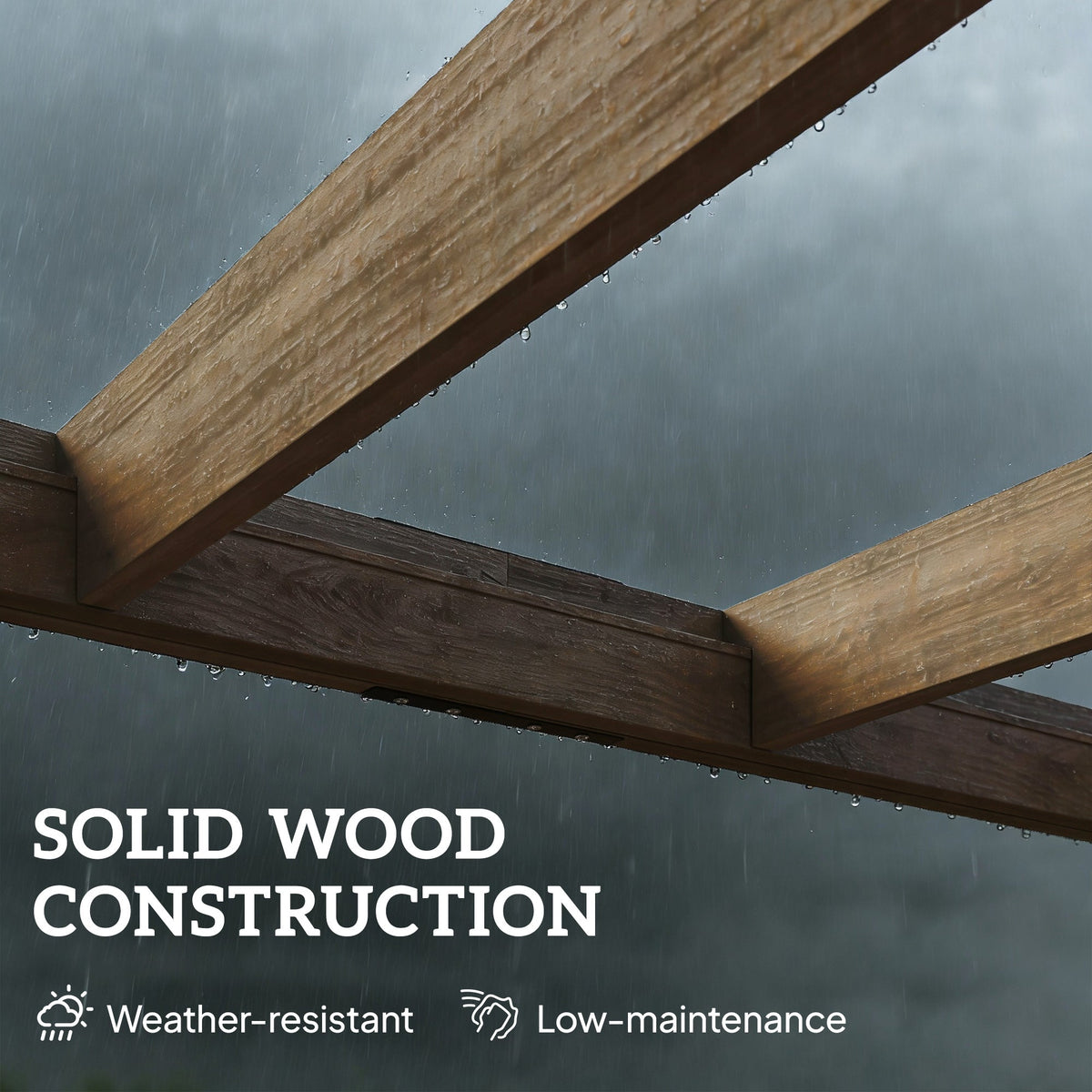 PerArbor 2.4 x 2.4m Lean-To Wooden Pergola Kit, Light Brown — product view 6