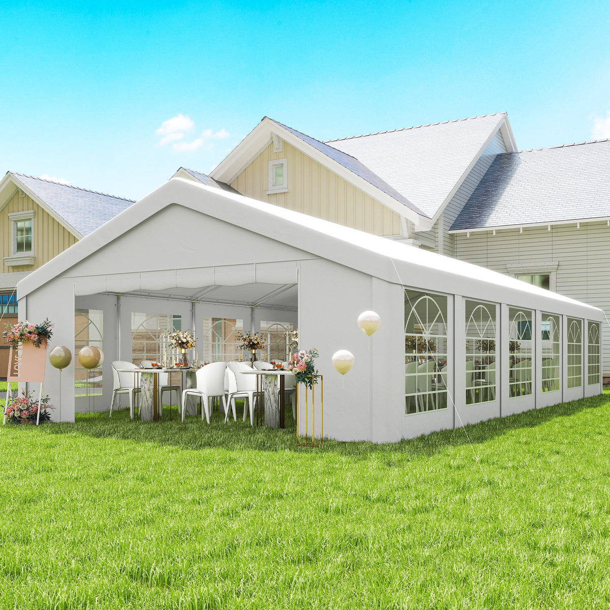 20' x 40' Heavy Duty Party Tent and Carport with 12 Sidewalls, White — product view 3
