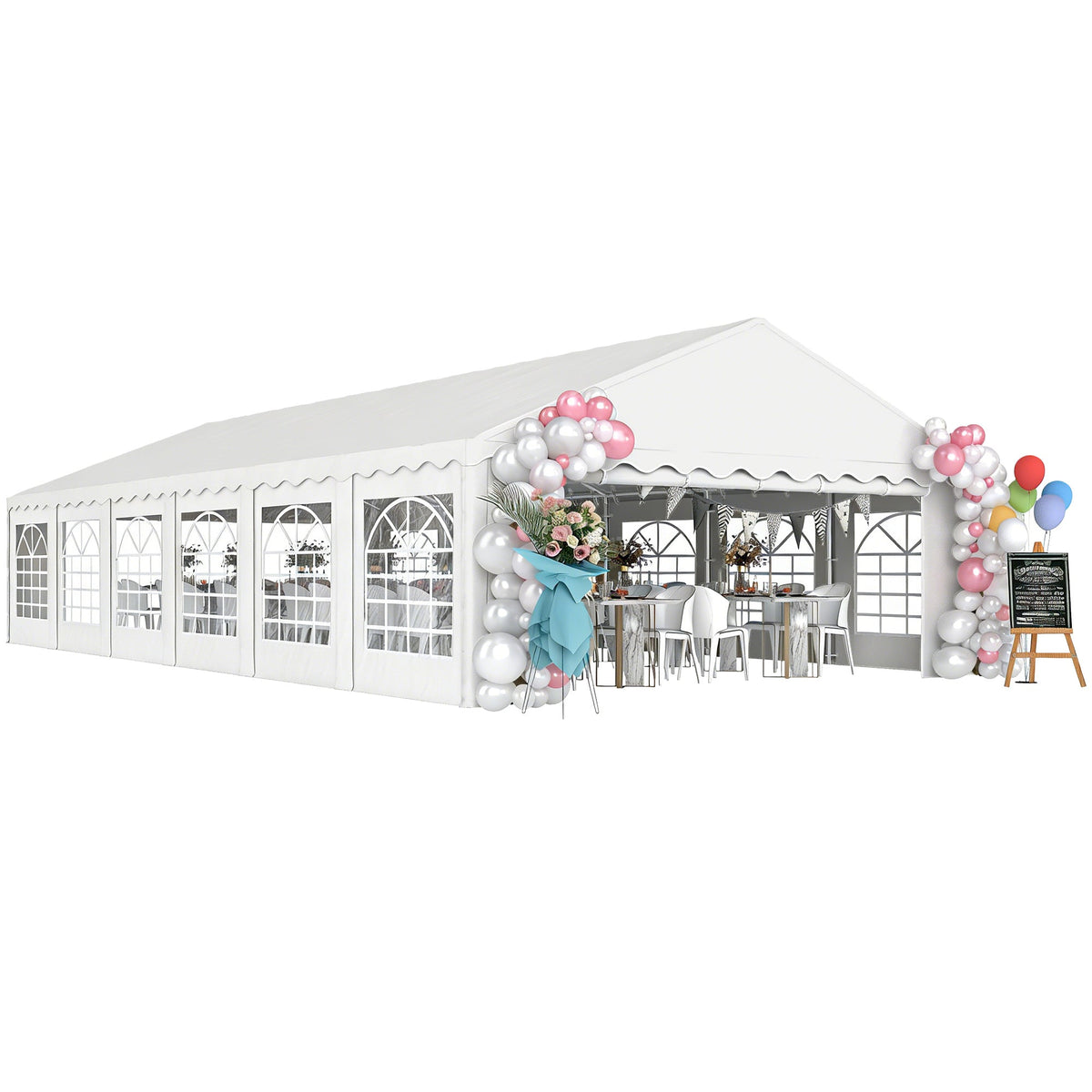 20' x 40' Heavy Duty Party Tent and Carport with Sidewalls, White — product view 1
