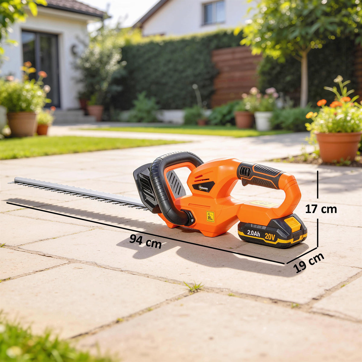 20" Cordless Hedge Trimmer with Battery and Charger, Orange — product view 5