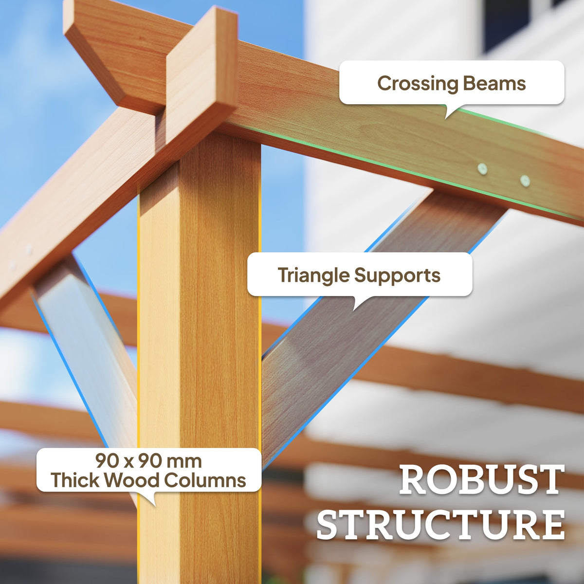 PerArbor 4 x 3 m Wooden Pergola Kit, Garden Pergola Gazebo Grape Trellis with Triangle Supports — product view 6