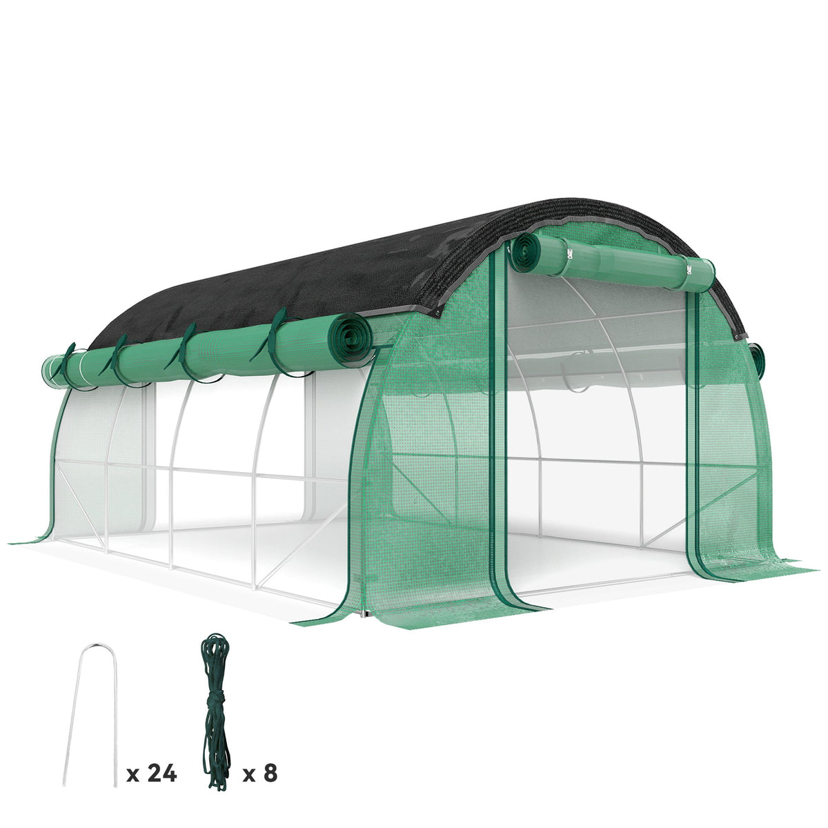 10' x 13' x 6.5' Walk-in Tunnel Greenhouse with 2 Doors, Green — product view 1