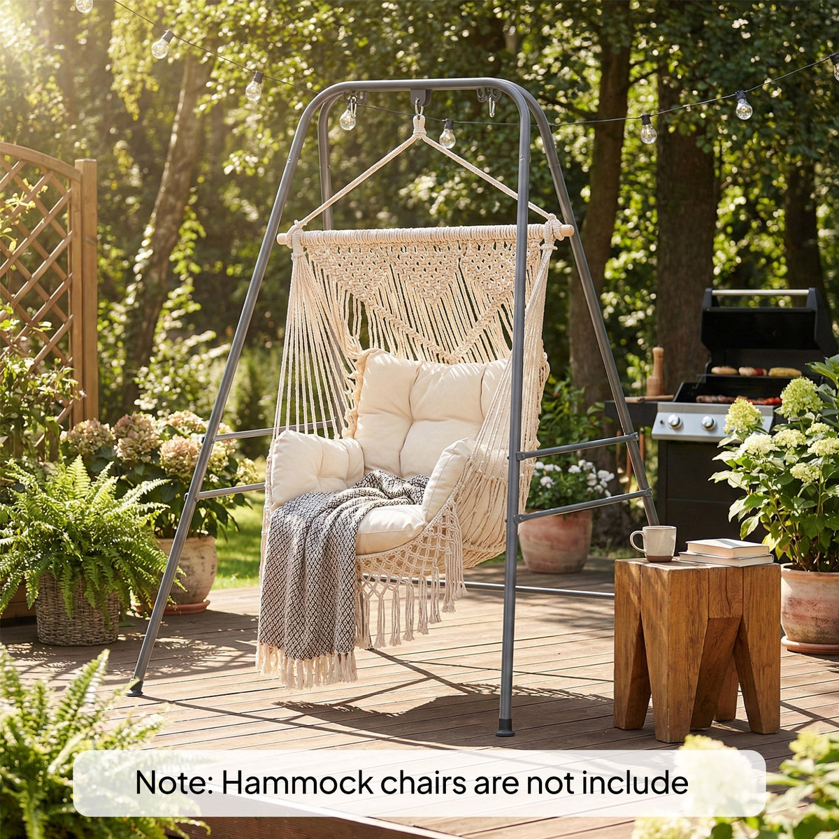 Hammock Chair Stand with Anti-Slip Pads and 2 Carabiners, Gray — product view 3