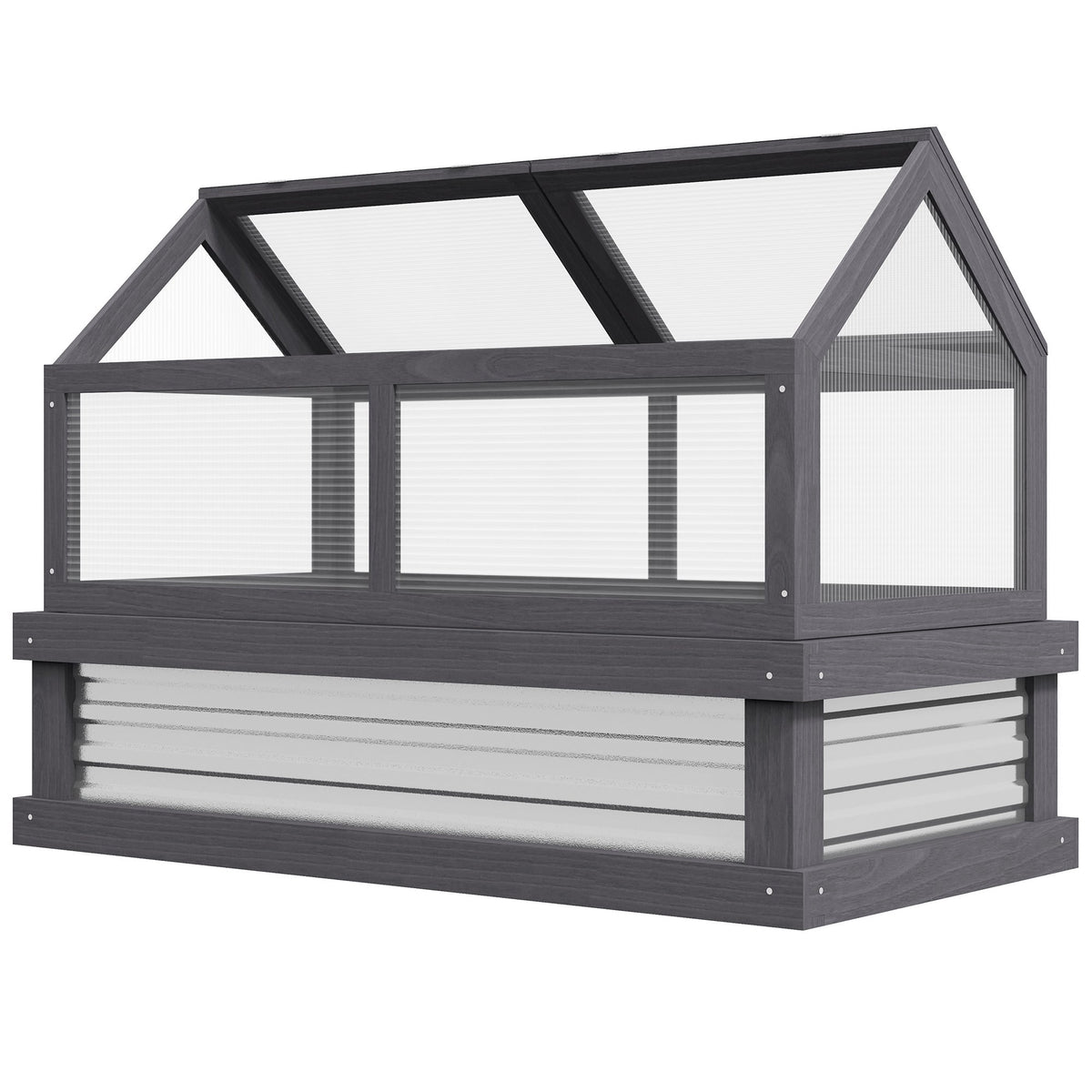 NookGrow 48" x 24" x 32" Wooden Cold Frame Greenhouse, Grey — product view 2