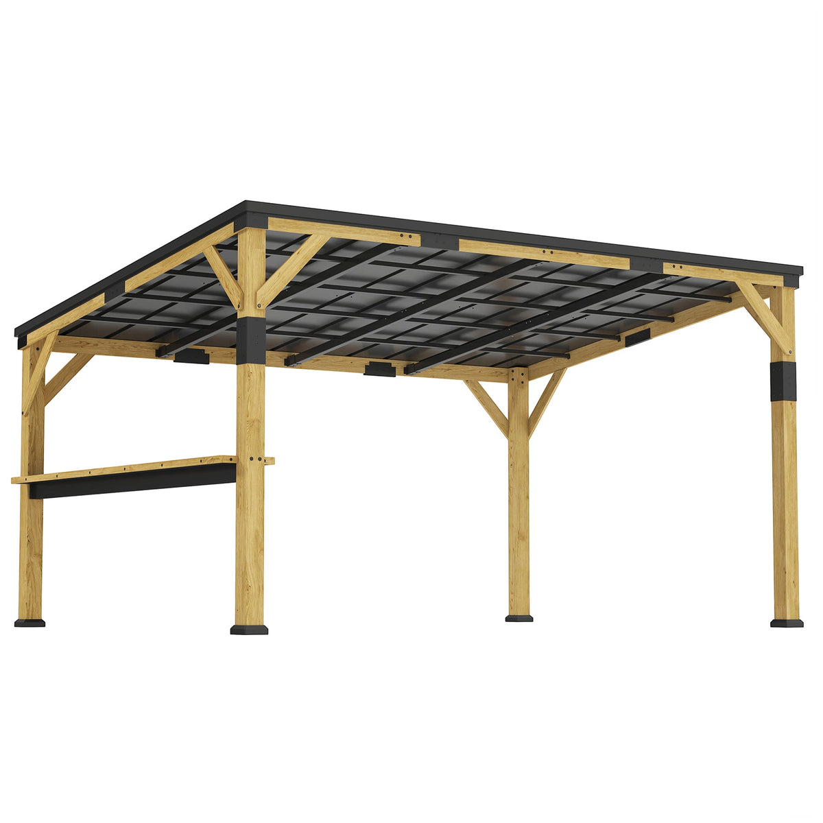 PerArbor 10' x 14' Wooden Lean-to Gazebo with Galvanized Steel Sloped Roof and Bar Shelf — product view 1