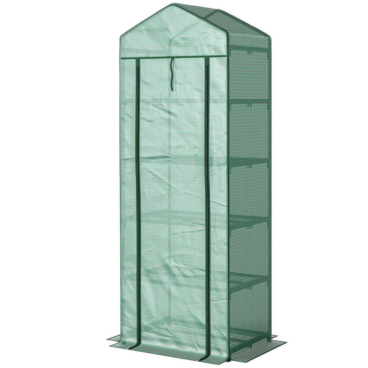 5 Tier Mini Greenhouse with Shelf Clips, 27.25" x 19.25" x 76", Green — product view 2