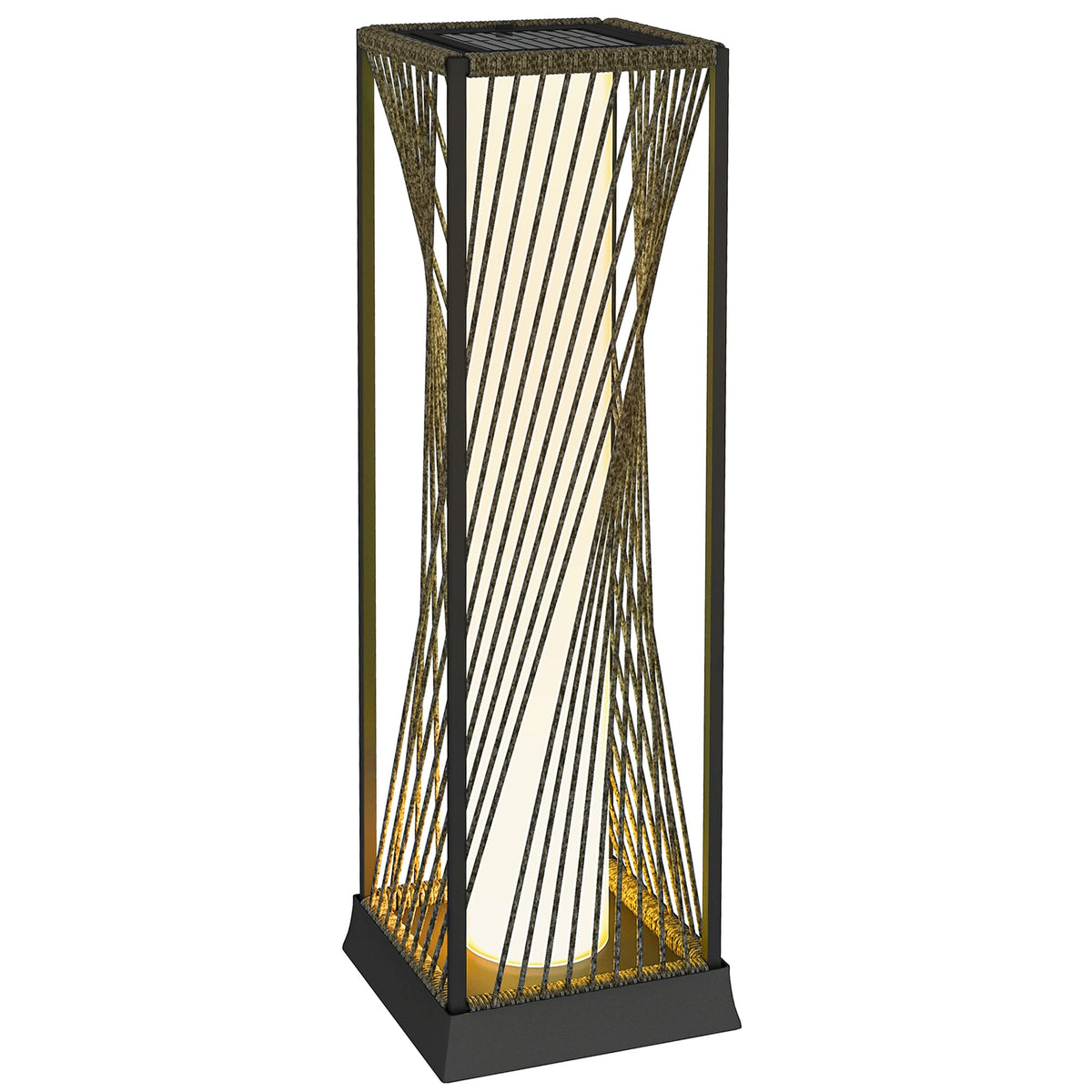 Rattan Solar Floor Lamp with Auto On/Off LED Lights, Grey — product view 1