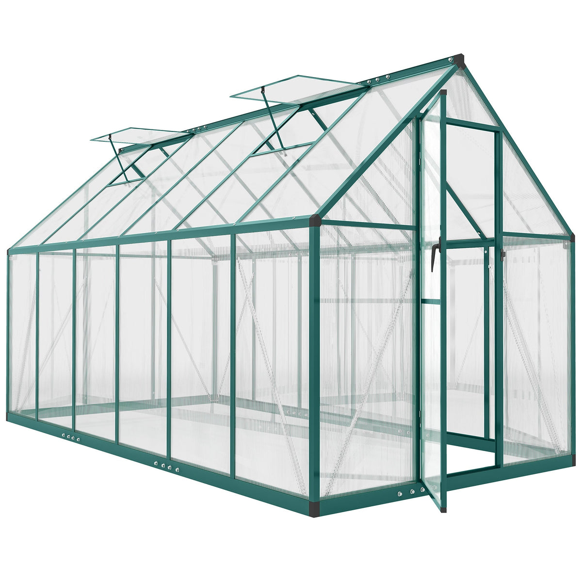 11' x 6' Polycarbonate Walk-in Greenhouse, Dark Green — product view 1